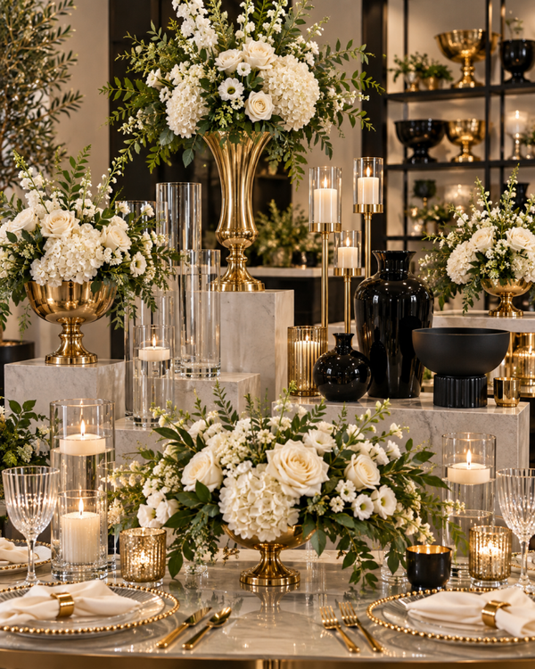 Luxury Floral Centerpiece – White & Greenery