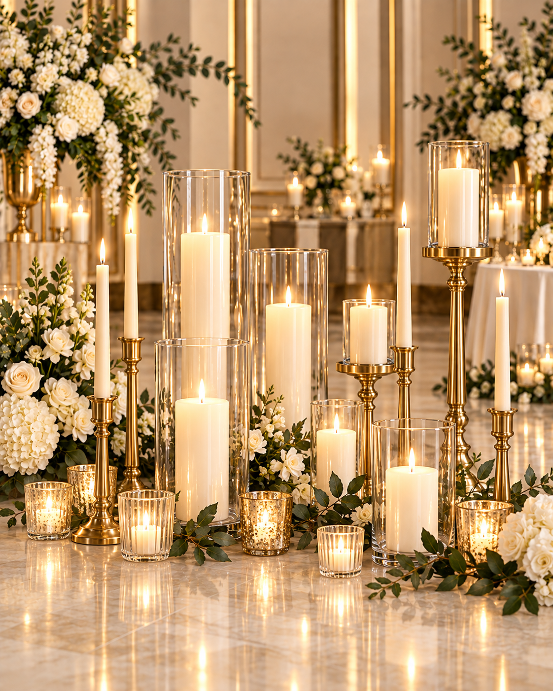 Gold & Glass Candle Trio
