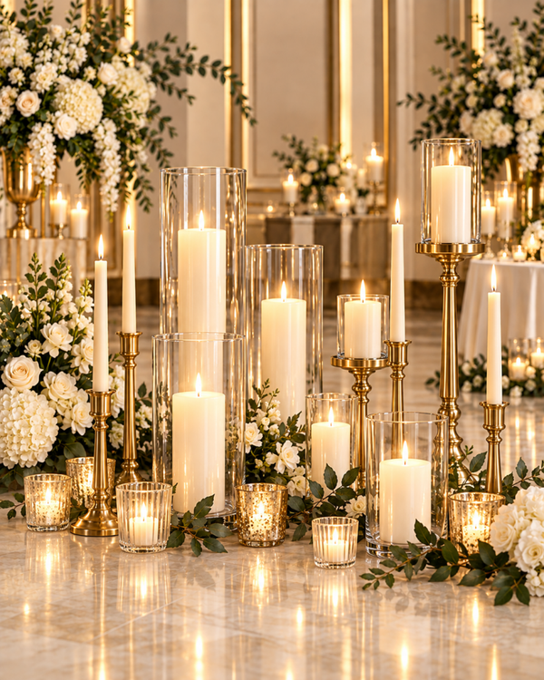 Gold & Glass Candle Trio