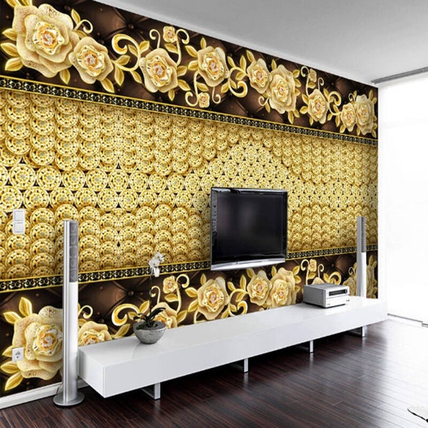 Moderne 3D Tapete Diamant Blumen Wandbild Wohnzimmer Vlies 10551