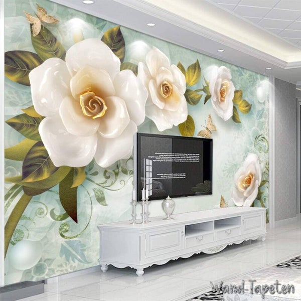 Vlies Fototapete Wandtapete Wandbilder 3D Effekt Stereoplief Rosen 4480