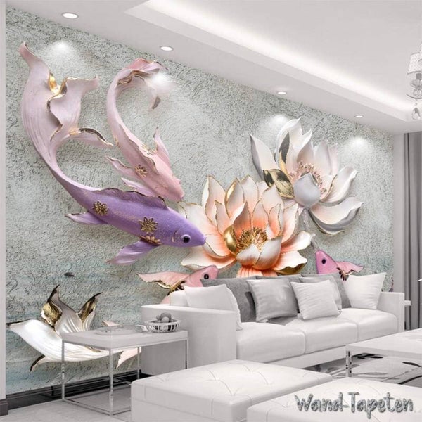 Dekorative 3D Fototapete Fisch Wandbild Motiv Modern Vlies Fototapete 4773