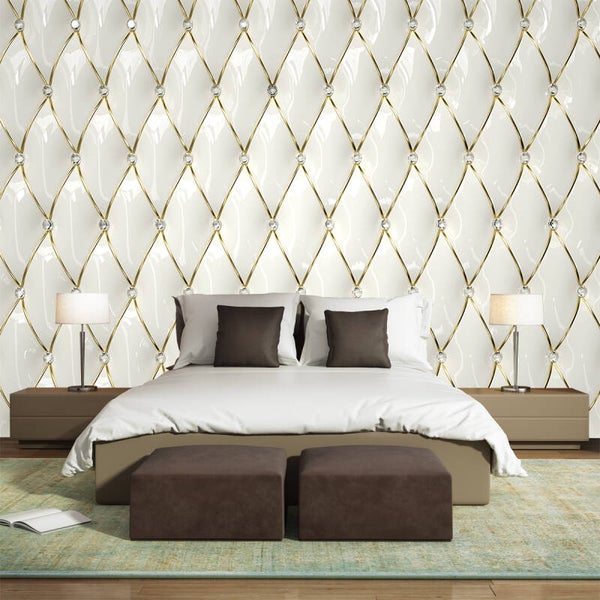 Wandtapete 3D Gold Rauten Kristall Design - Softpanel Luxus Vlies Fototapete 5546