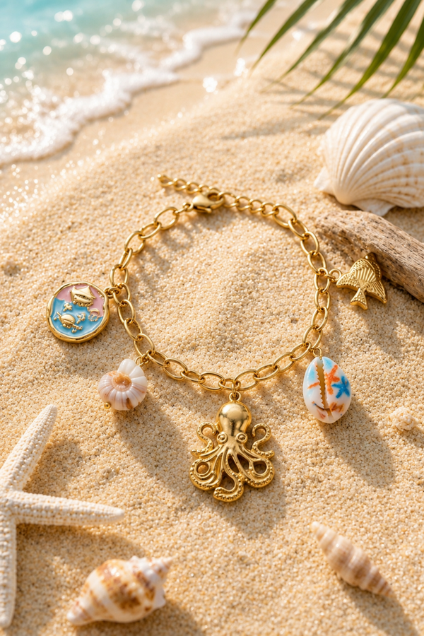 Golden Octopus Charm Bracelet