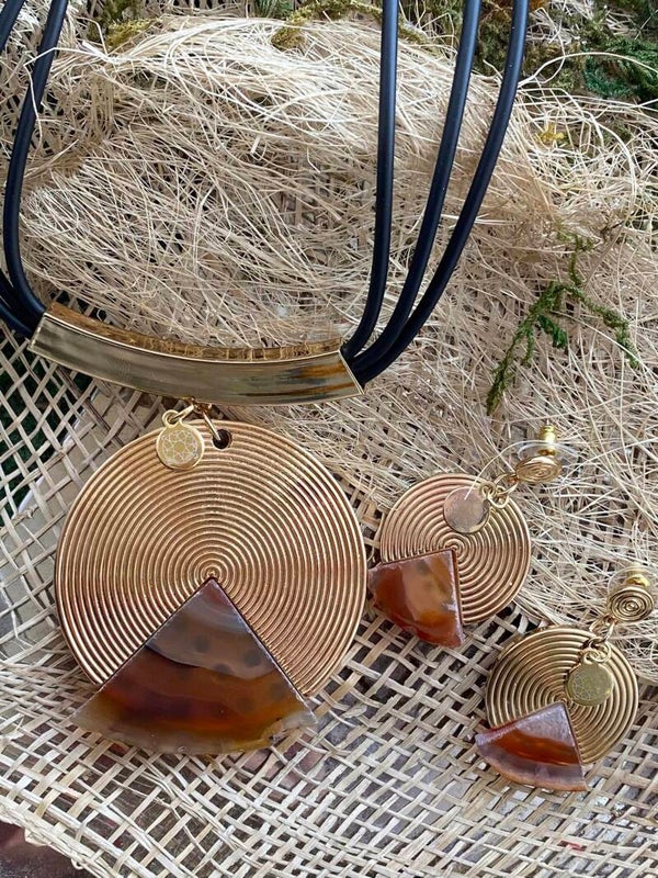 Agate Pendant & Earings Set