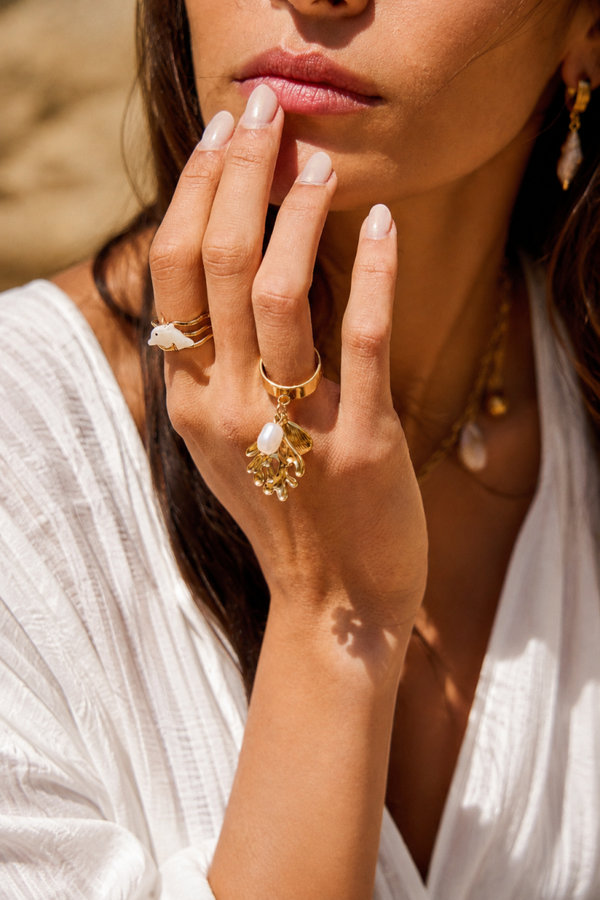 Gold Coral Adjustable Rings