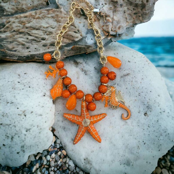 Orange Starfish Necklace