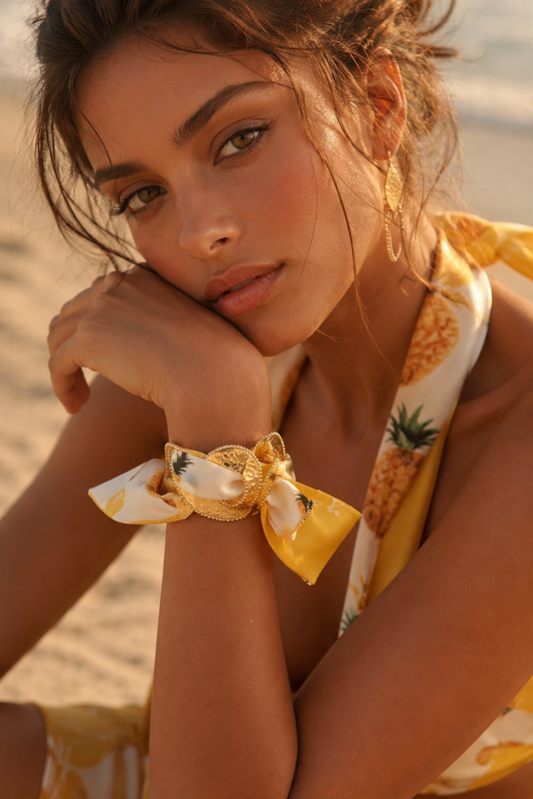 Pineapple Ribbon Cuff Bracelet