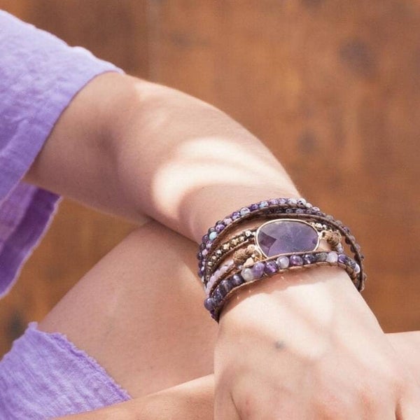 Crystal Leather Wrap Bracelets