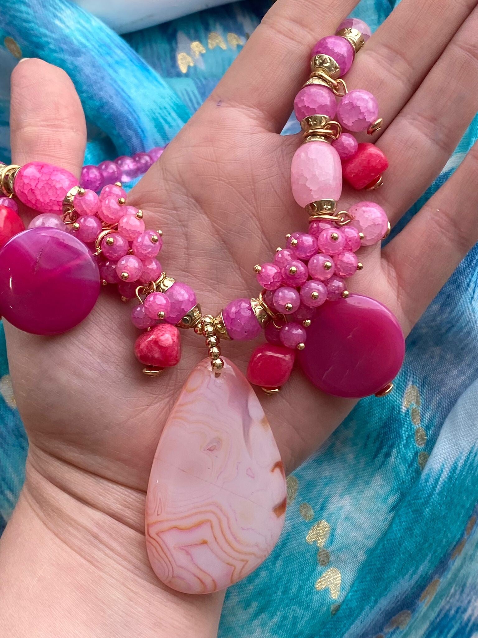 Sirena Pink Agate Necklace