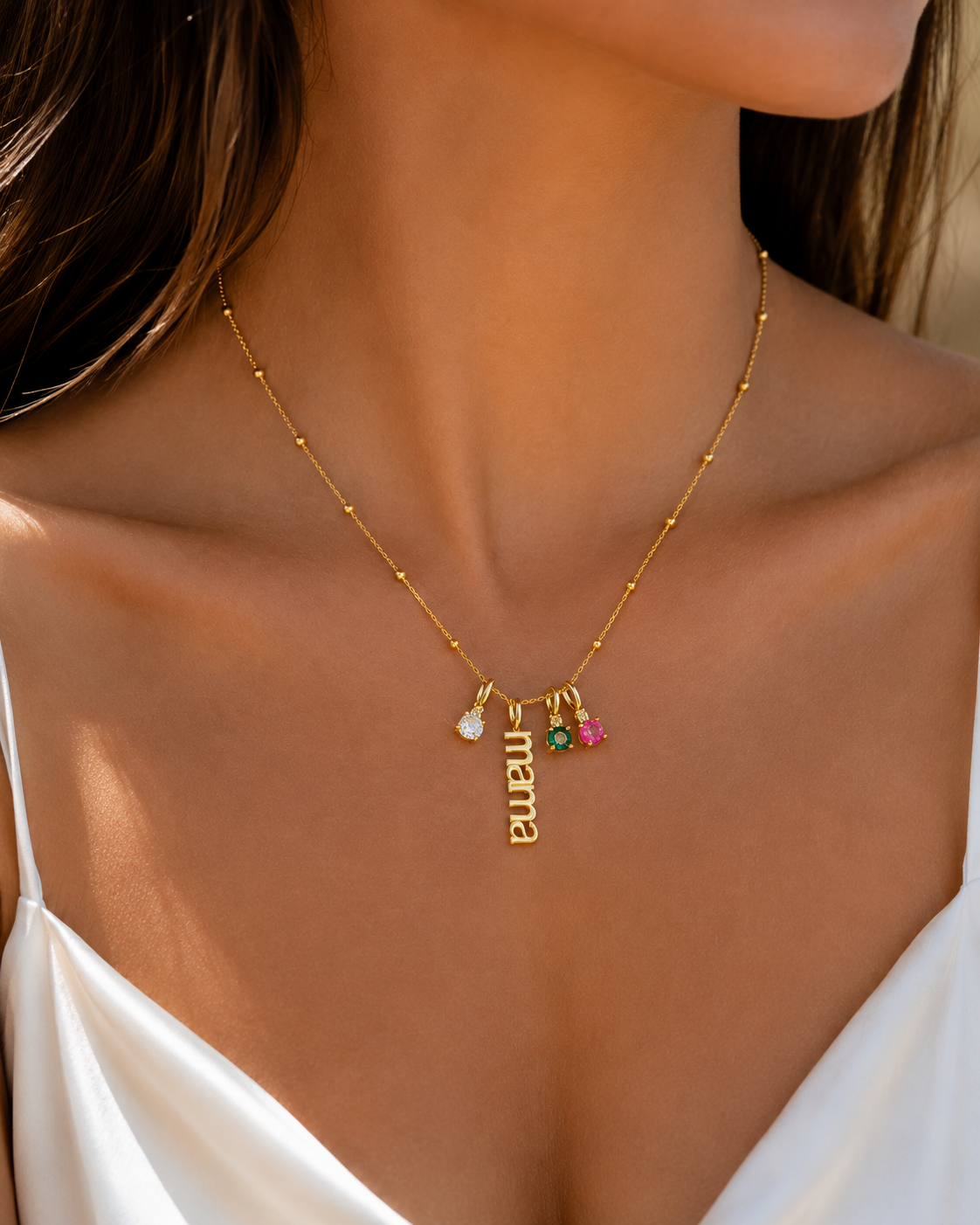 Mama Gold Plated Charm Necklace