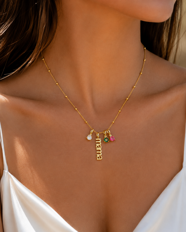 Mama Gold Plated Charm Necklace