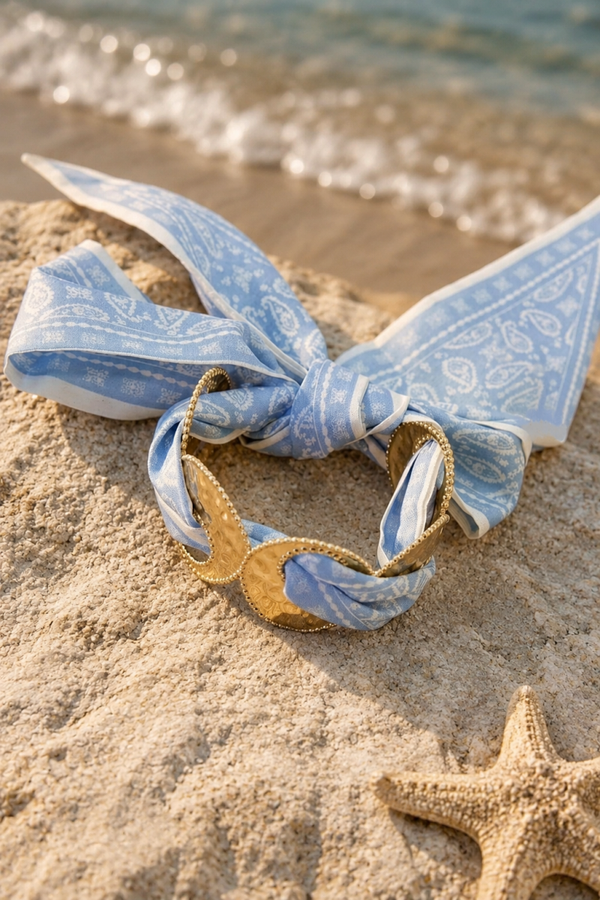 Blue Beach Ribbon Cuff Bracelet