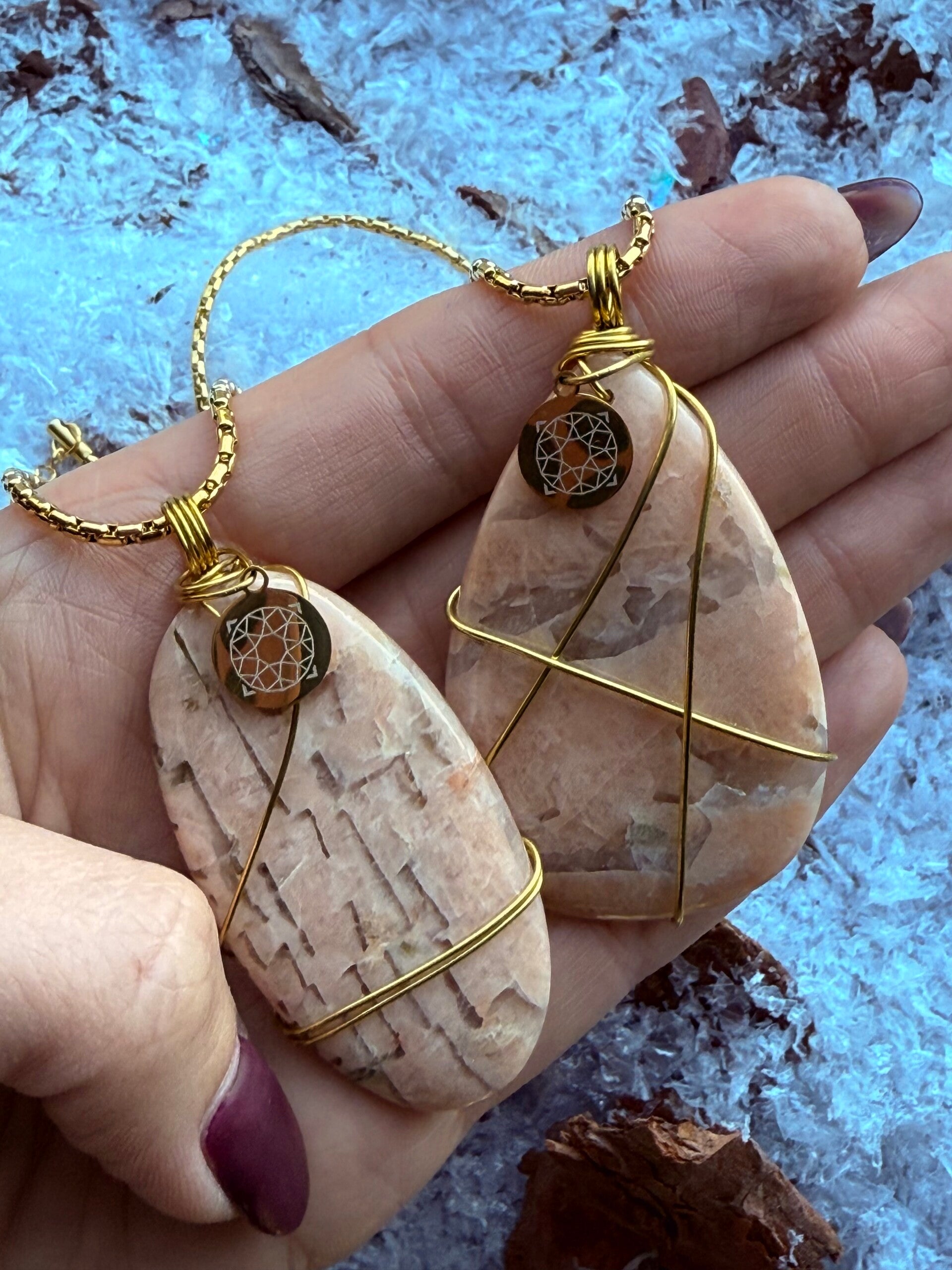 Red Graphic Feldspar Crystal Pendant