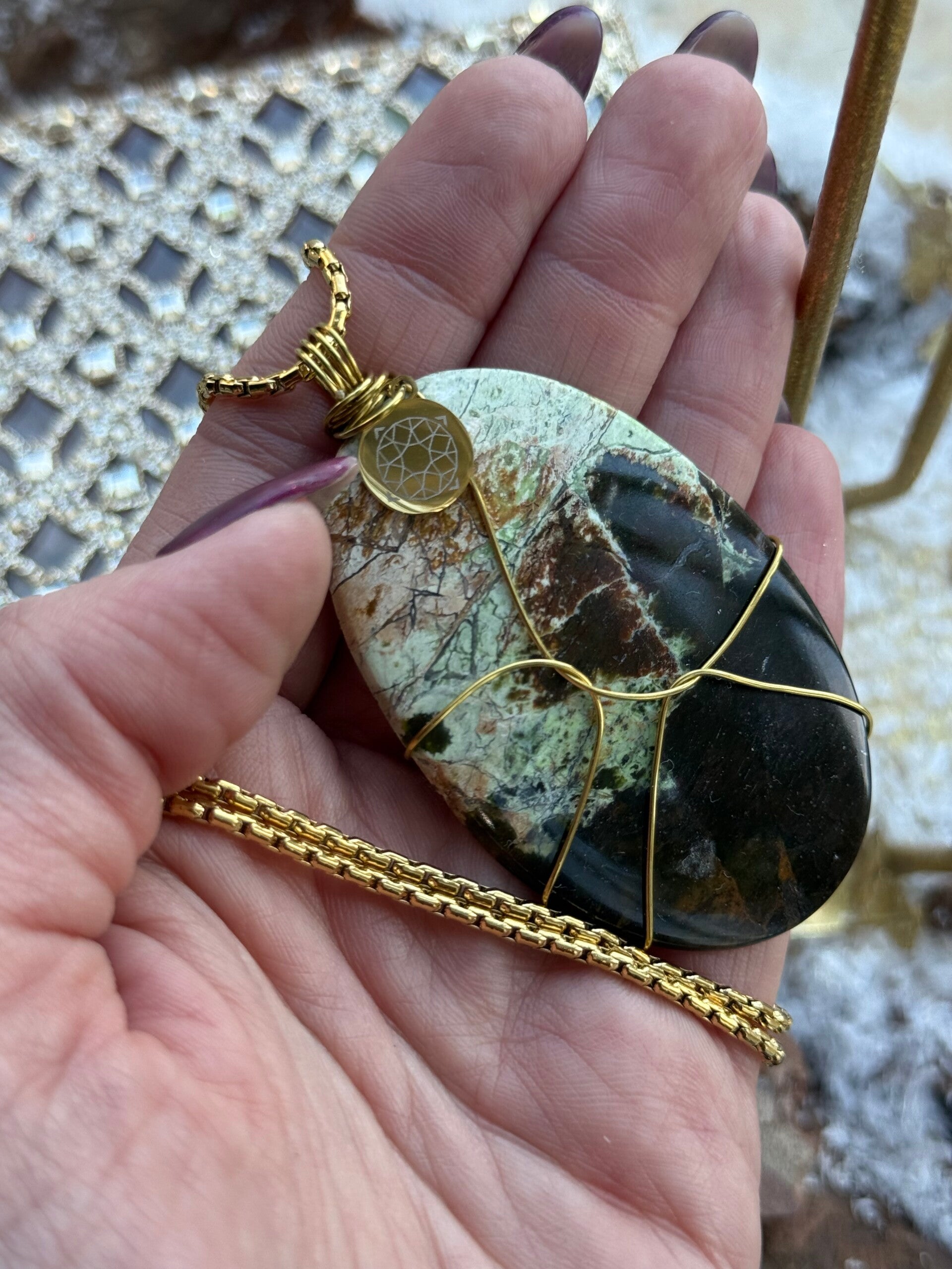 Chrome Chalcedony Crystal Pendant