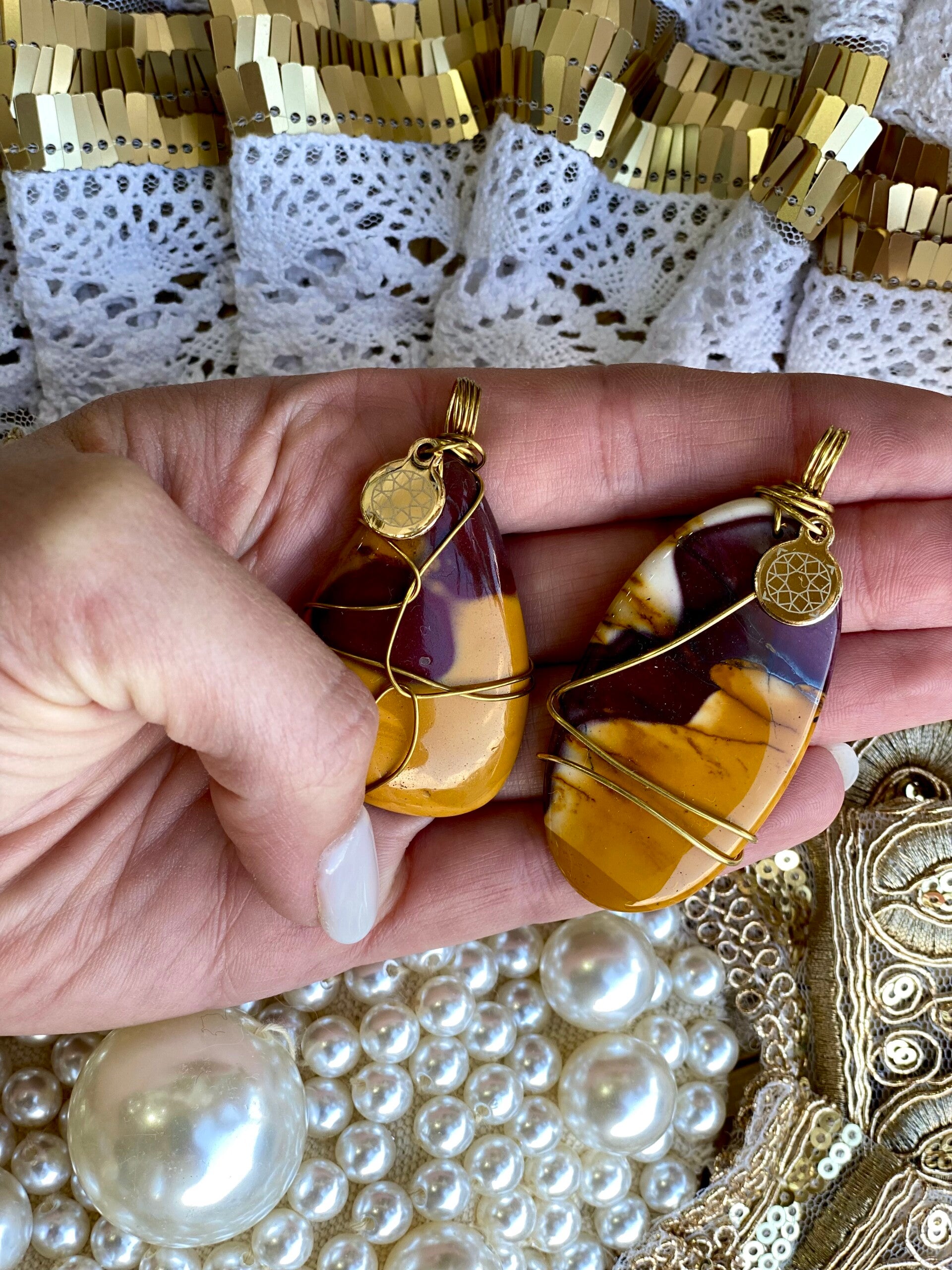 Mookaite Jasper with 18KT gold plated necklace