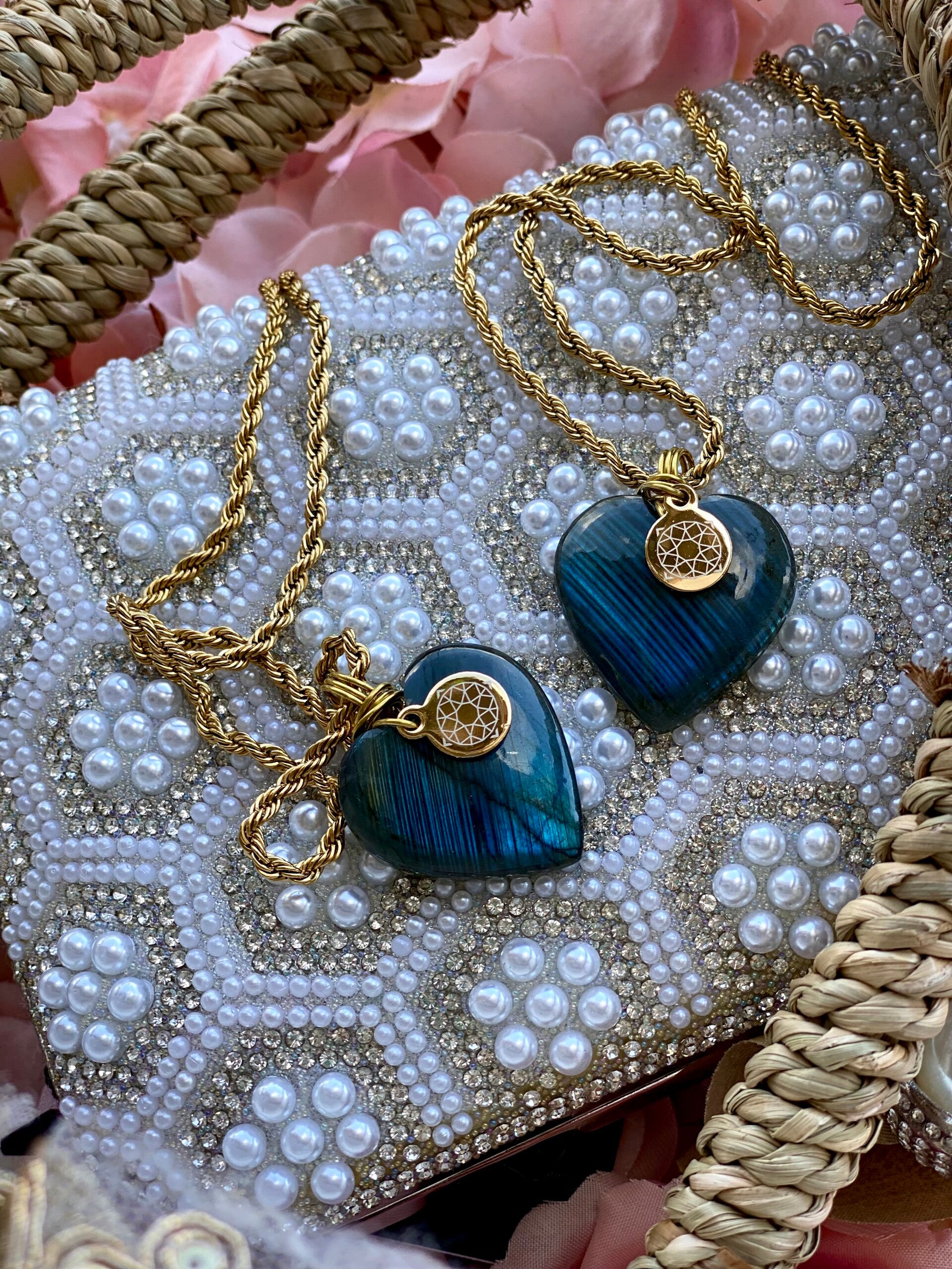 Labradorite Heart with 18KT gold plated necklace