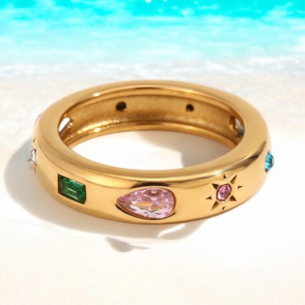 Carribean 18kt gold plated ring