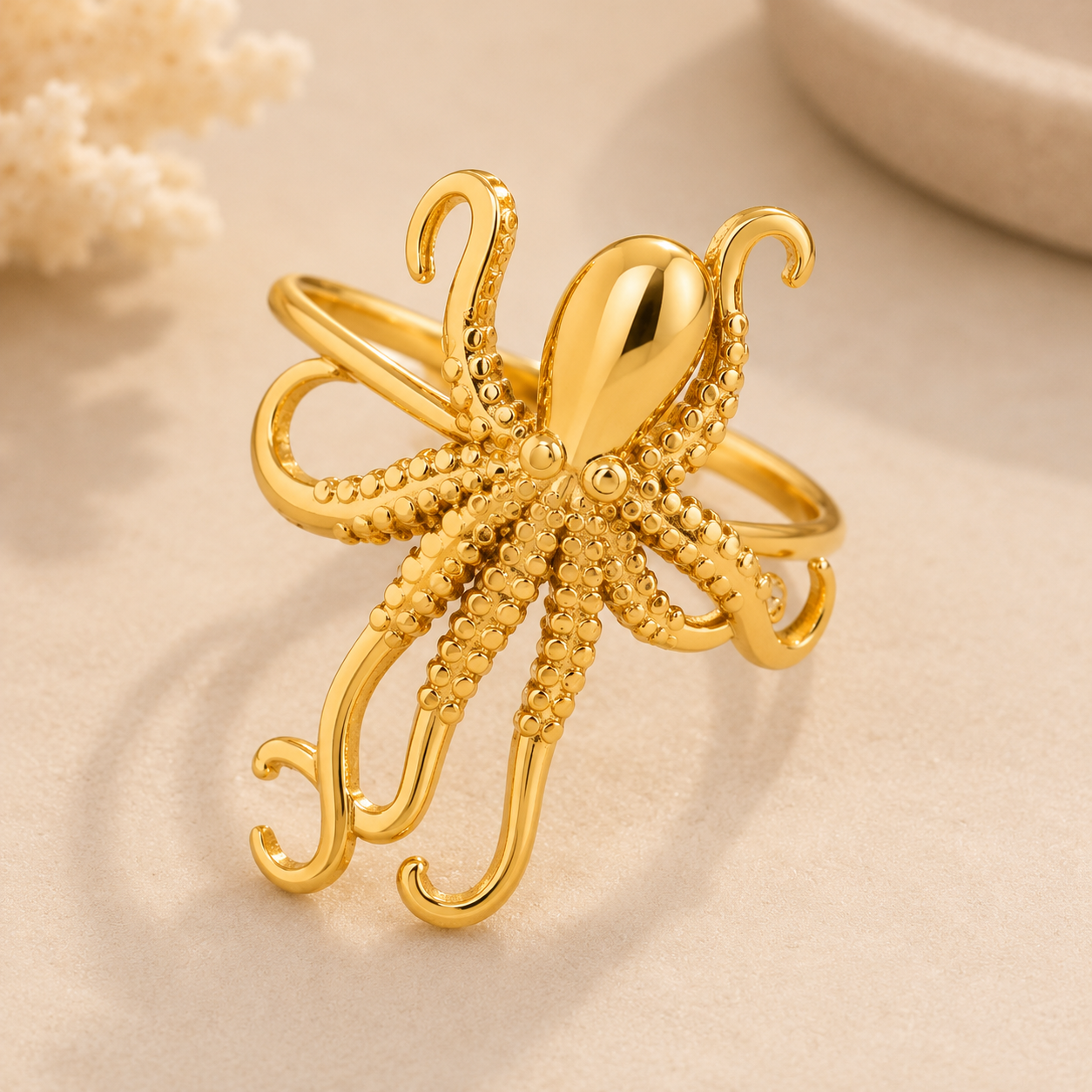 Golden Octopus Ring