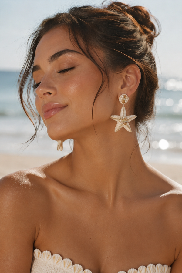 Pearl Detail Starfish Earings