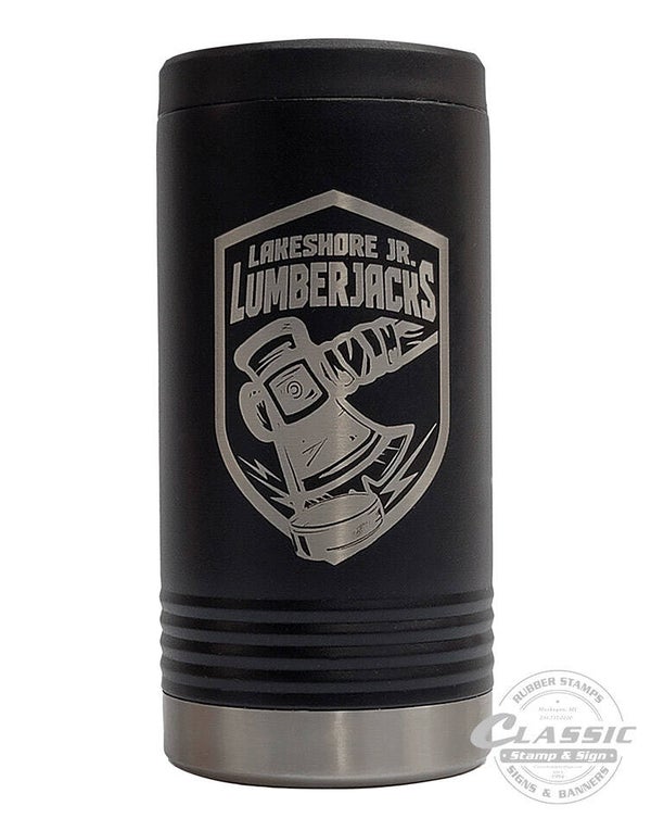 Slim Beverage Holder - Player's Last Name & Number - Jr. Lumberjacks Logo