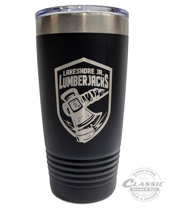 20oz. Insulated Tumbler - Player's Last Name & Number - Jr.  Lumberjacks Logo