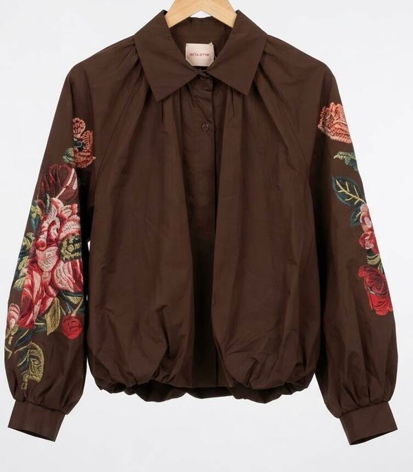 Blouse Flower bruin