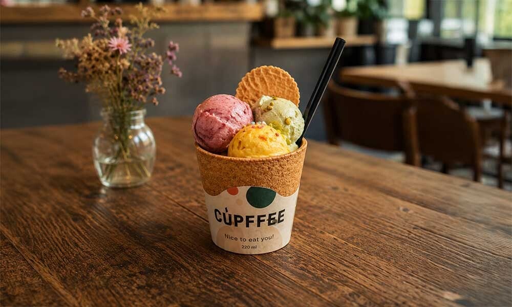 Essbare Becher für Eis und Dessert