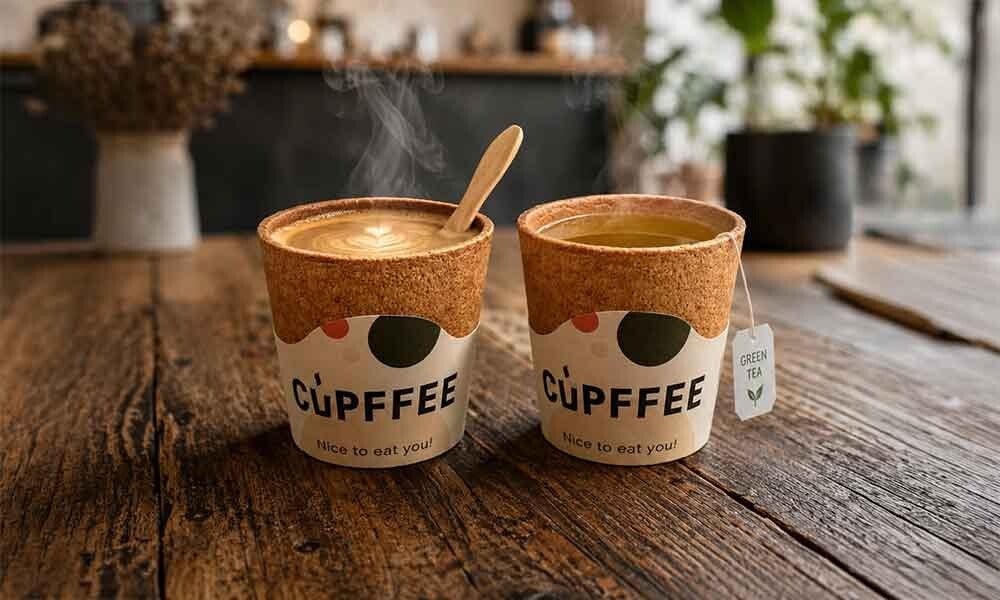 Essbare Becher für Kaffee und Tee