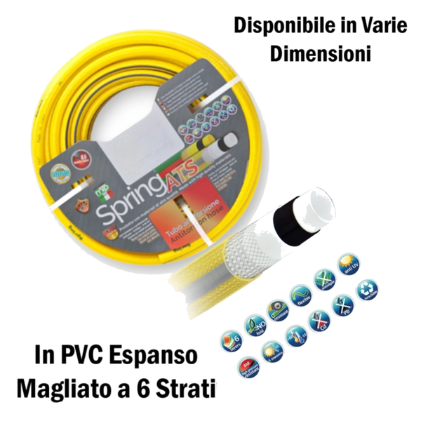 TUBO PER IRRIGAZIONE ACQUA GIARDINO A 6 STRATI PVC GOMMA DA GIARDINAGGIO VARIE misure