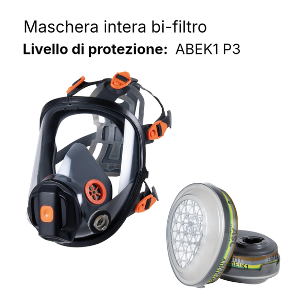 MASCHERA PANORAMICA PIENO FACCIALE COFRA CON FILTRO ABEK1 P3 PROTETTIVA EN 143