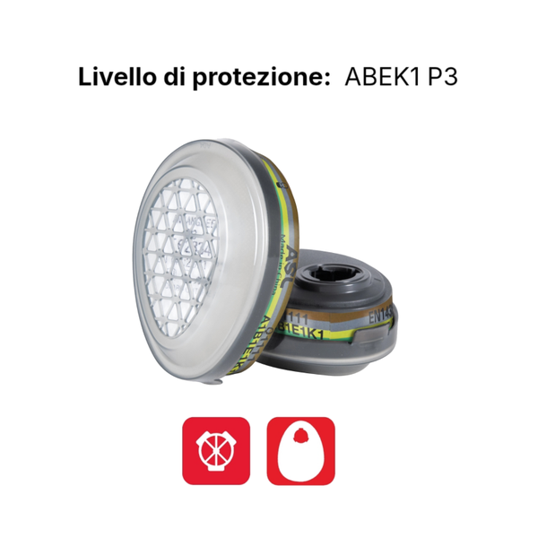 FILTRI PER GAS E VAPORI ABEK1 P3 PER MASCHERE E SEMIMASCHERE SERIE 9300G / 610
