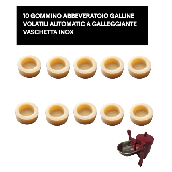 10 GOMMINO ABBEVERATOIO GALLINE VOLATILI AUTOMATIC A GALLEGGIANTE VASCHETTA INOX
