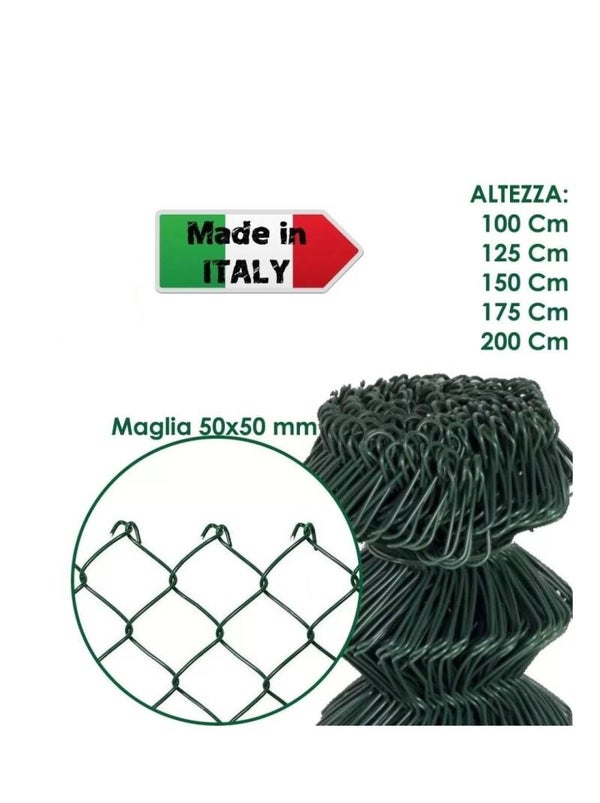 RETE METALLICA GRIGLIA PLASTIFICATA 5X5MM PER RECINZIONE A MAGLIA LIBERA SCIOLTA FILO 2,3 ROTOLO 25MT