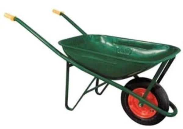 CARRIOLA PER EDILIZIA MONTATA LT.75  VASCA VERDE VERNICIATA ASSE 150 RUOTA PNEUM