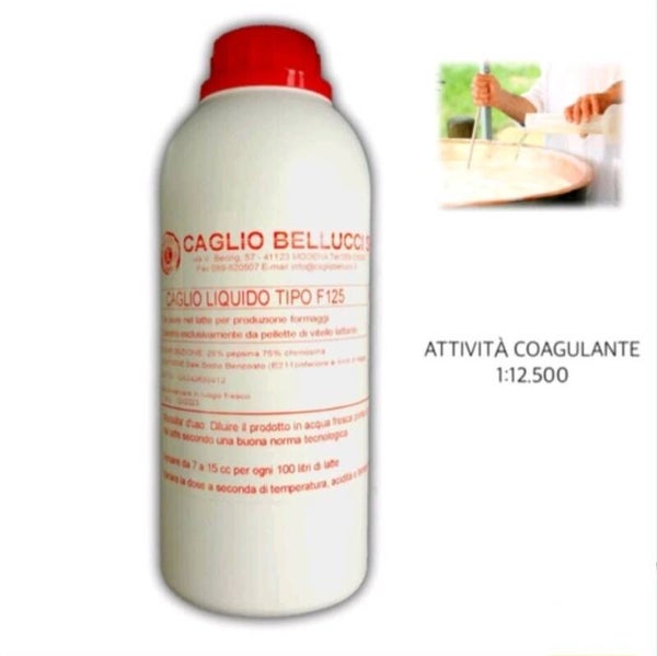 CAGLIO LIQUIDO TIPO F125 BELLUCCI 1KG COAGULANTE CASEARIO LATTE FORMAGGI FRESCHI