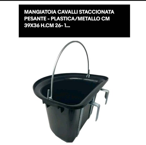 MANGIATOIA CAVALLI STACCIONATA PESANTE - PLASTICA/METALLO CM 39X36 H.CM 26- 1