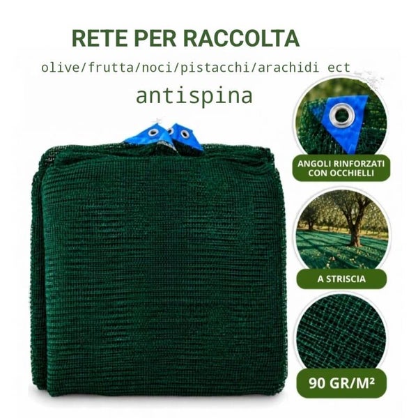 Rete Raccolta Olive 90gr Verde a striscia: Raccolta Facile e Veloce!