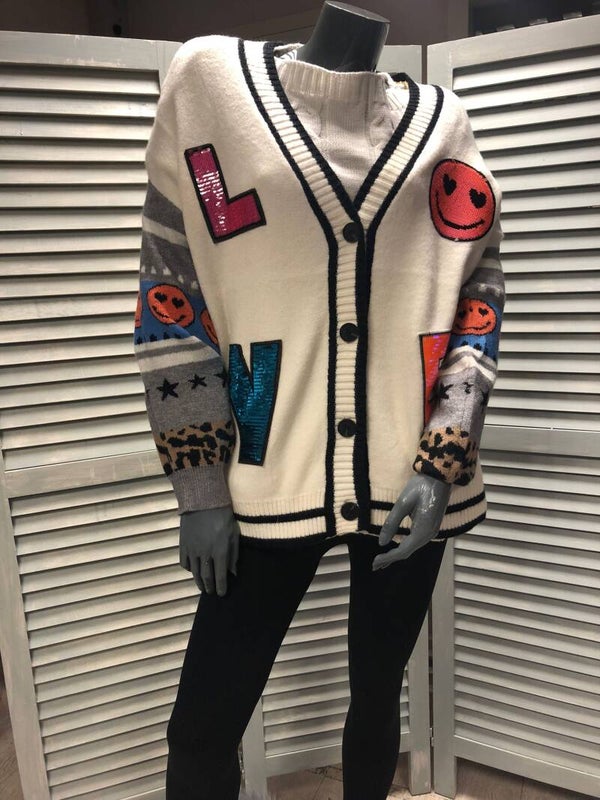 Love vest paillette grijs