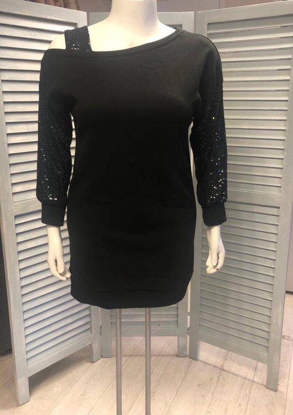 Paillette trui - maat 46 - zwart