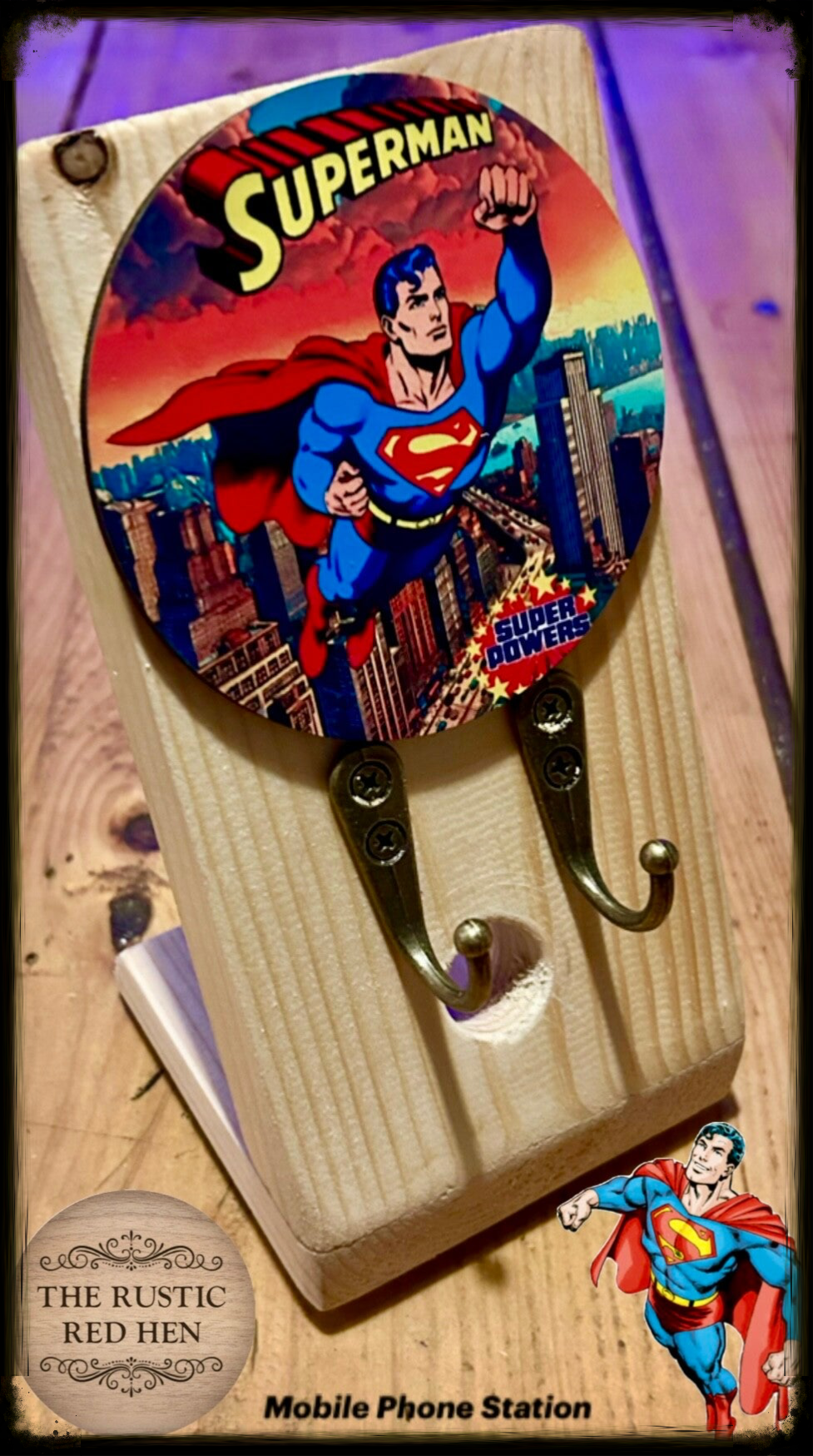 Reclaimed wood rustic mobile phone station