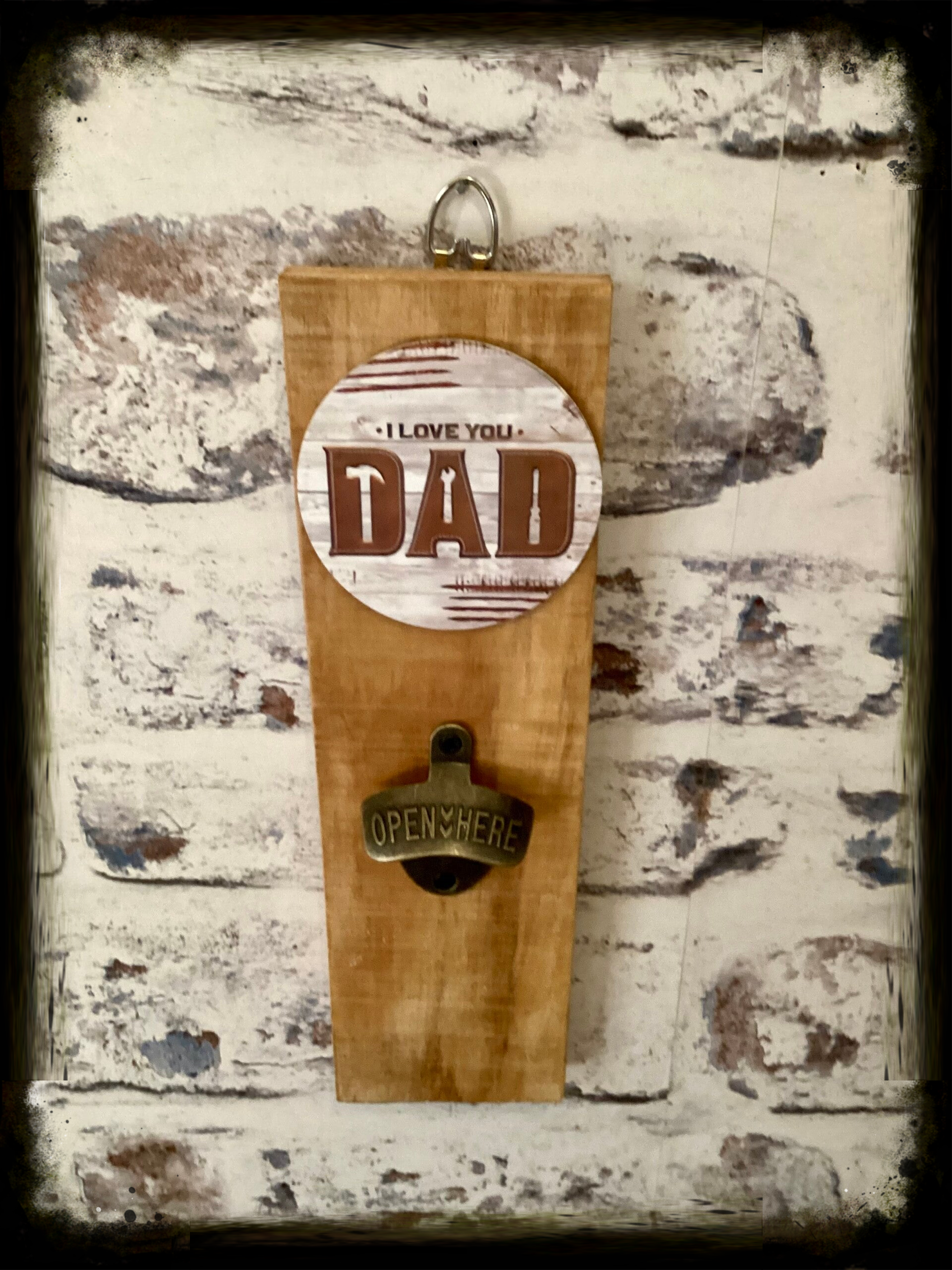 Rustic retro design wooden wall mounted bottle opener with fathers day decor (3)