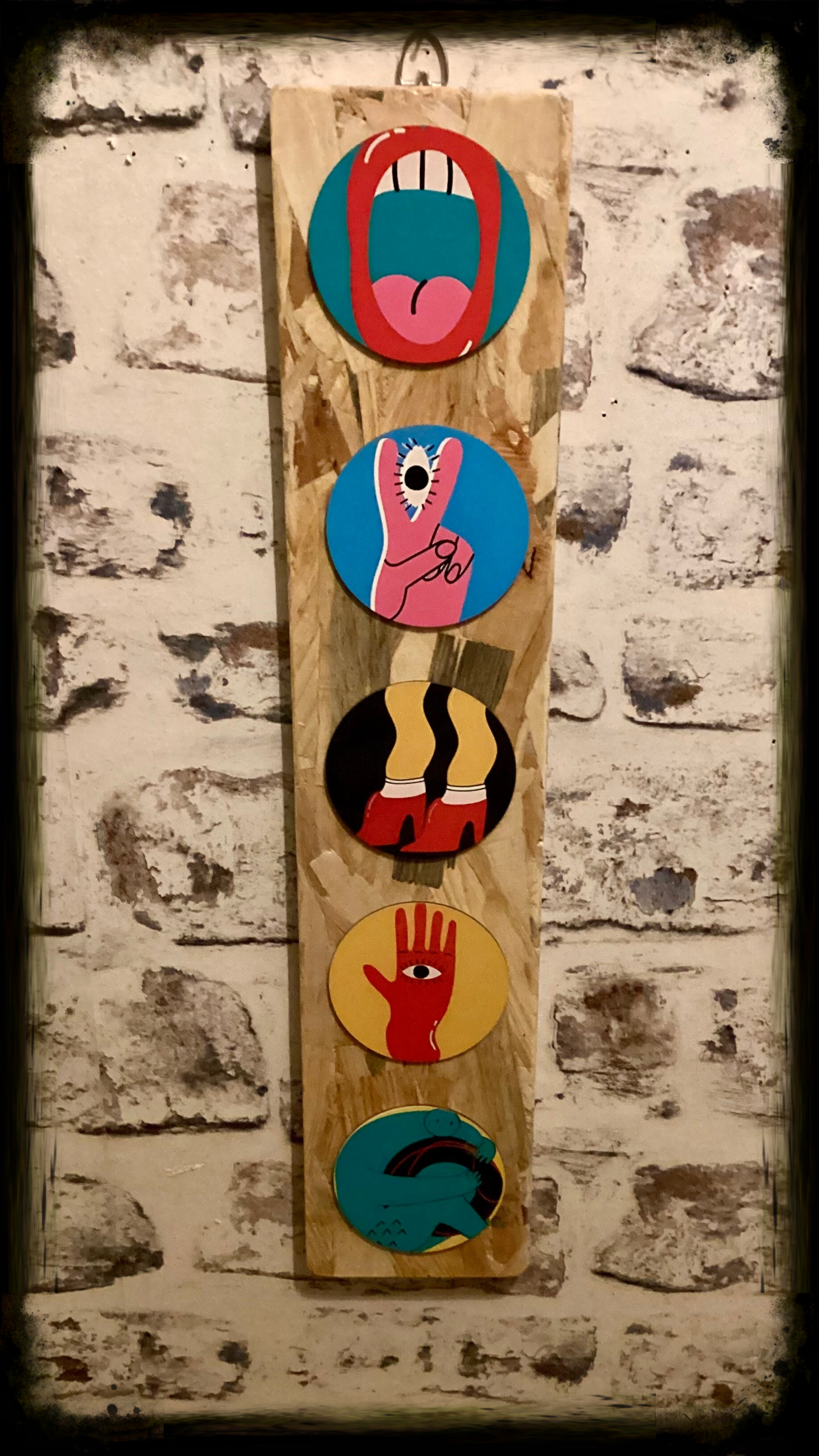 Rustic reclaimed wood decorative wall hanging