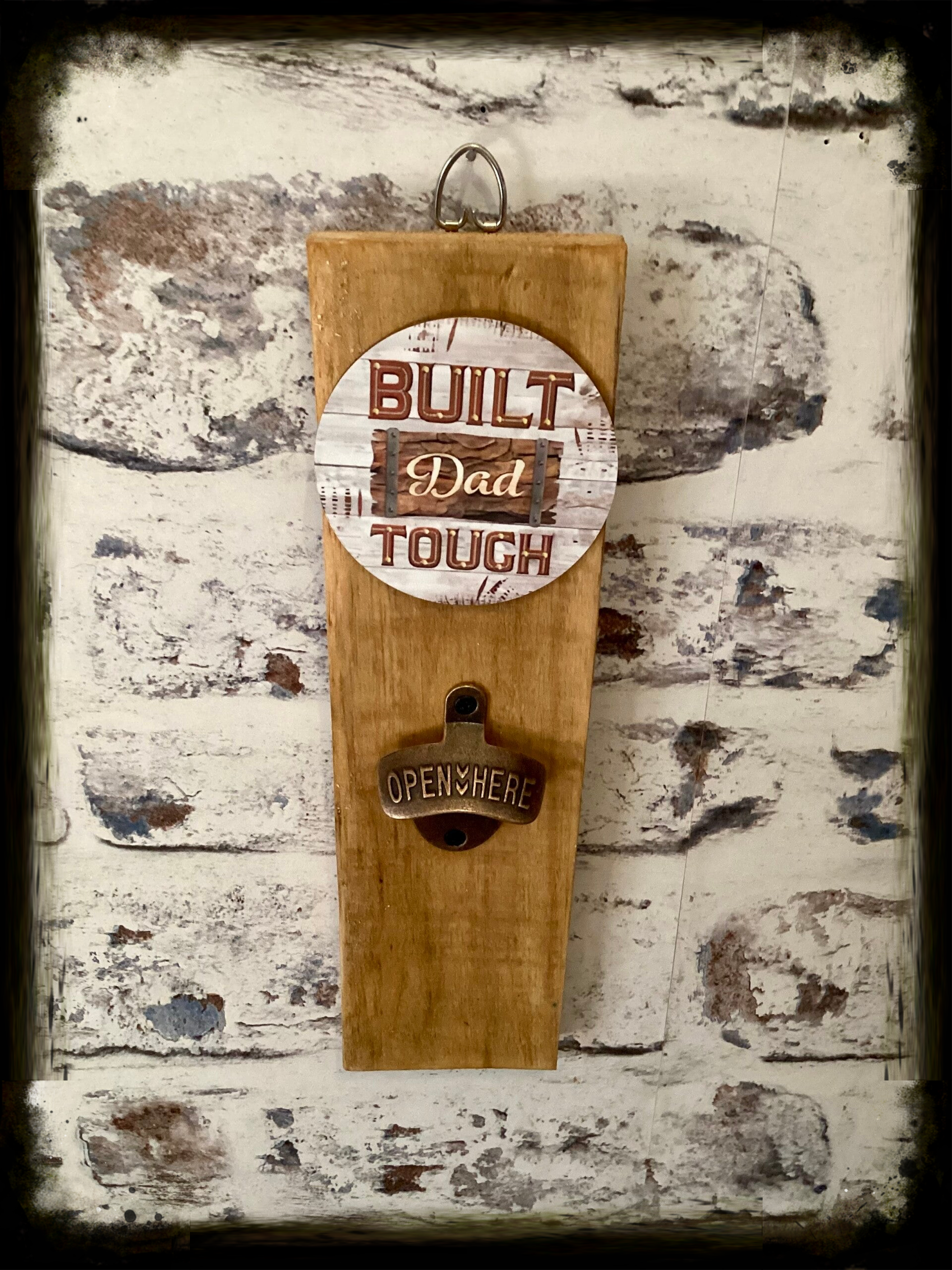 Rustic retro design wooden wall mounted bottle opener with fathers day decor (4)