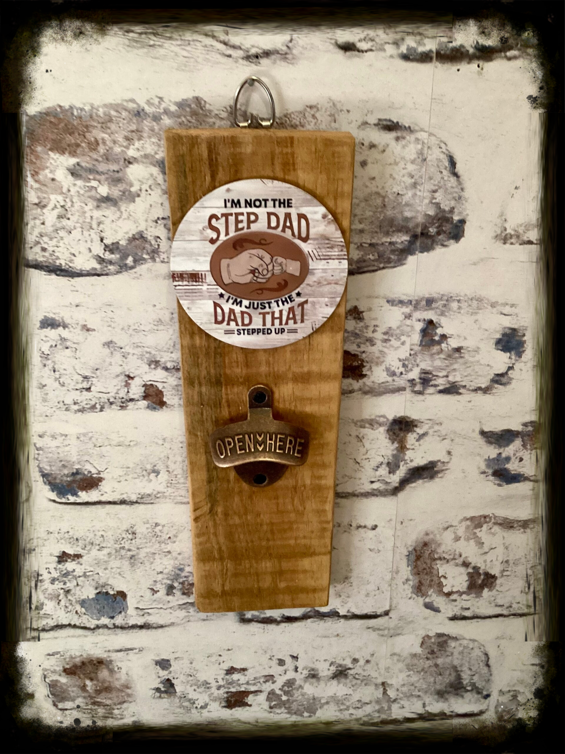Rustic retro design wooden wall mounted bottle opener with fathers day decor (5)