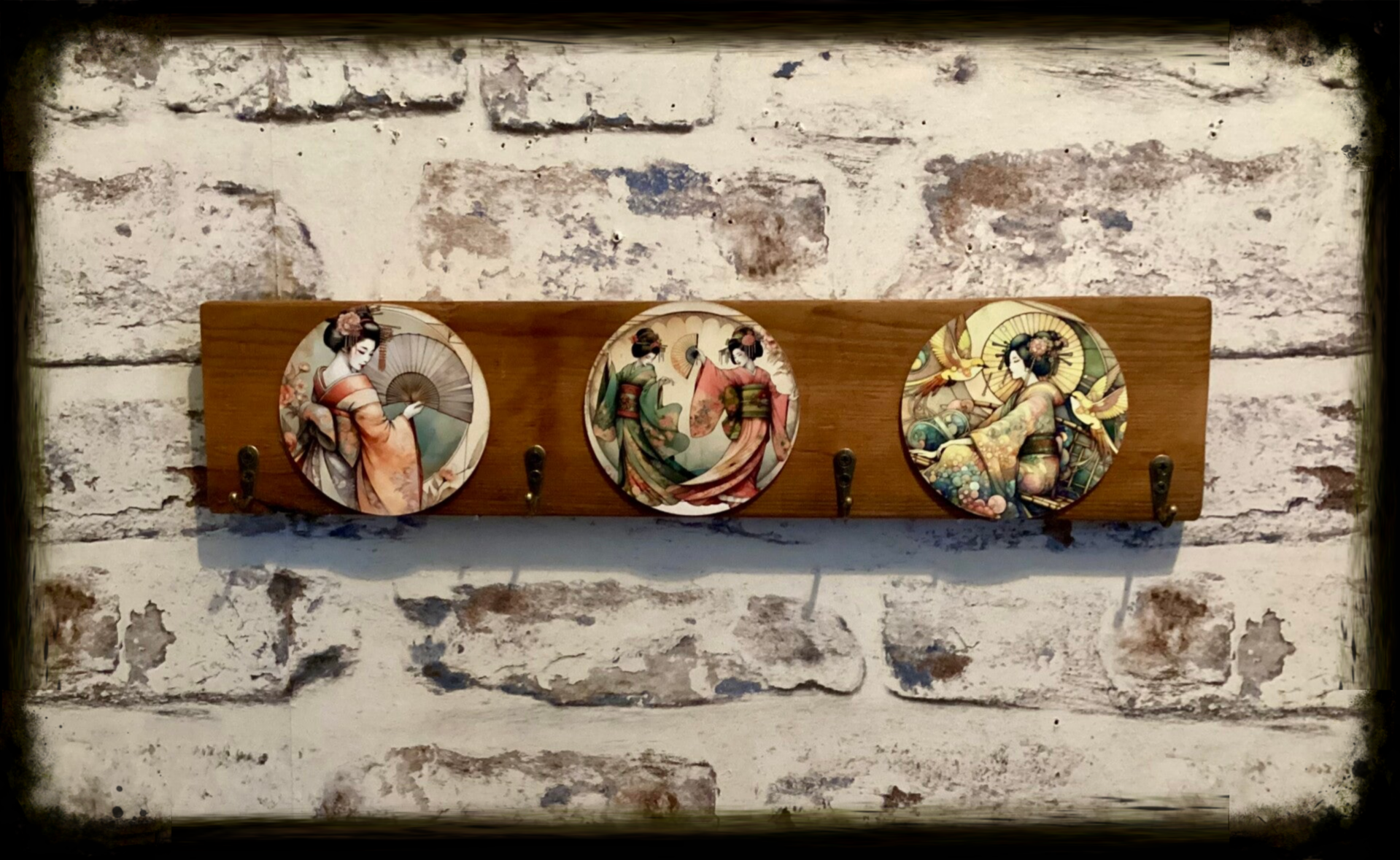 Rustic reclaimed wood 4 hook coat hanger