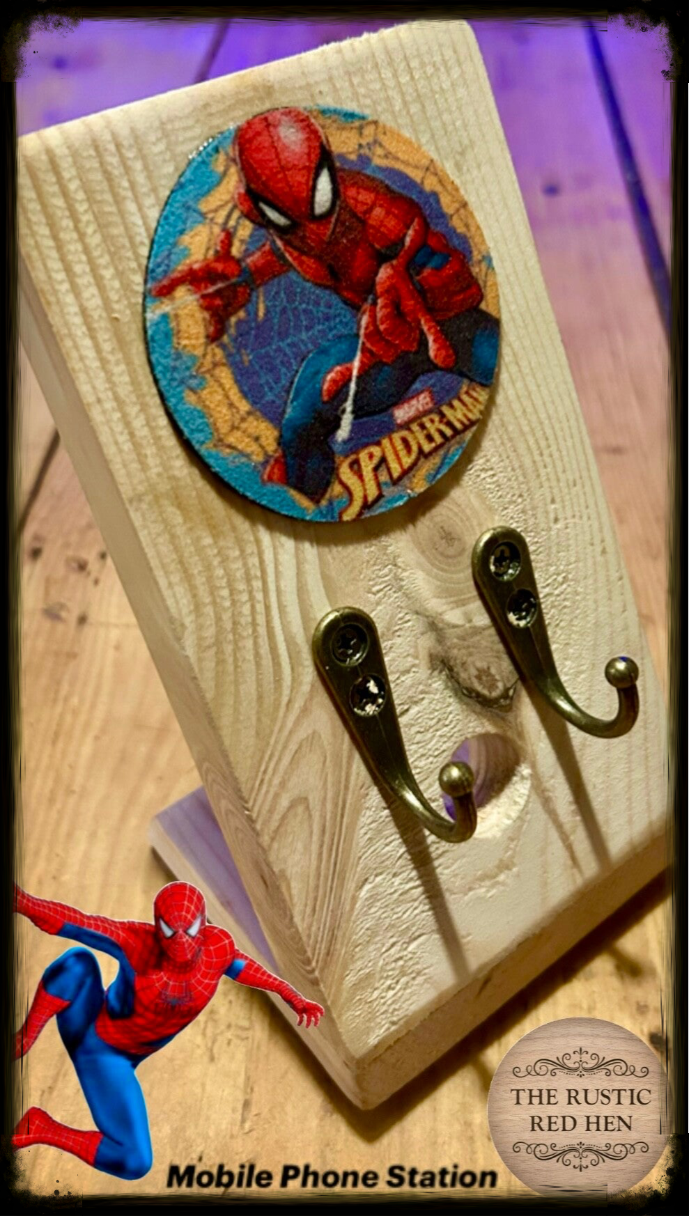 Reclaimed wood rustic mobile phone station