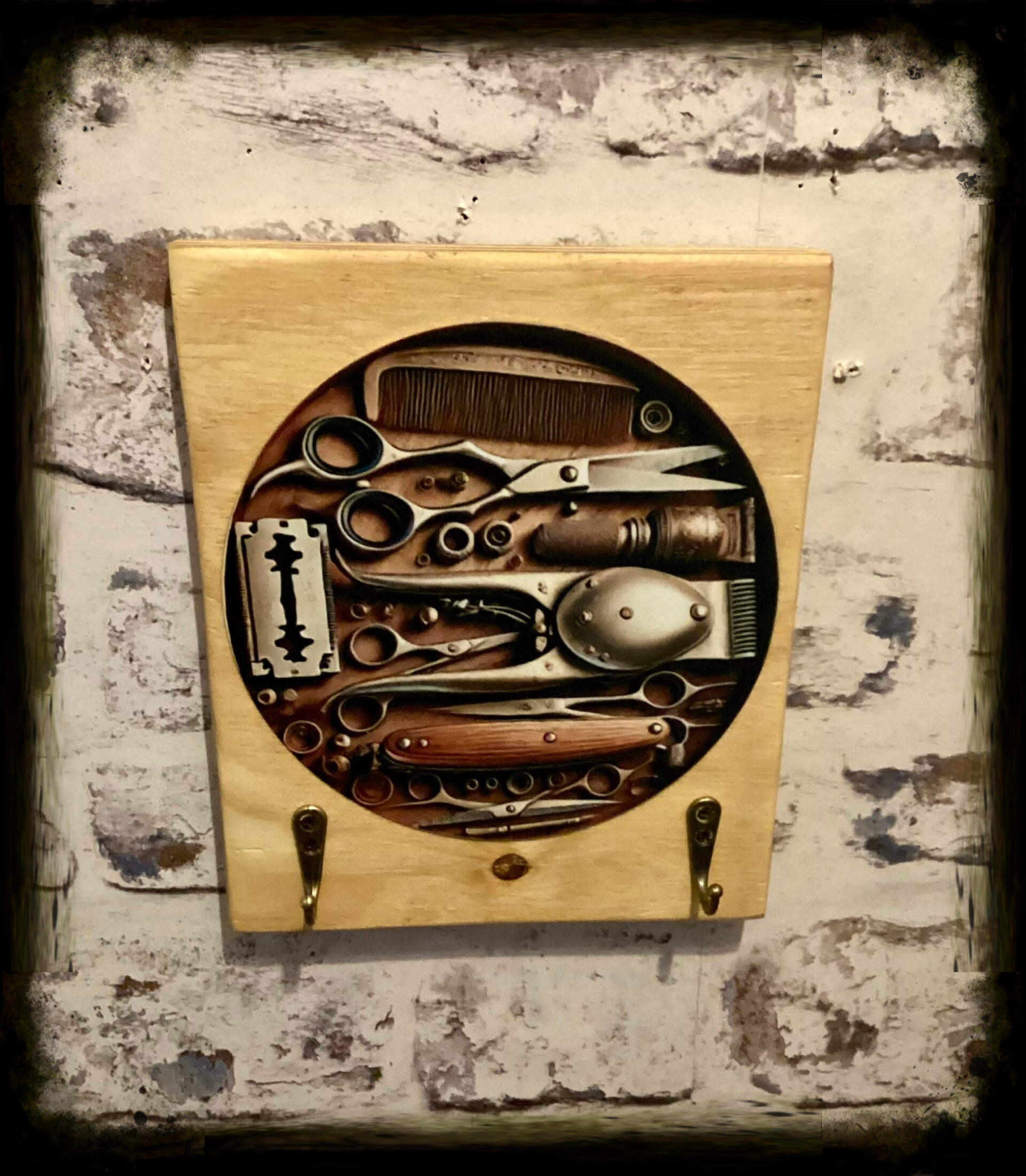 Rustic reclaimed wood wall hanging