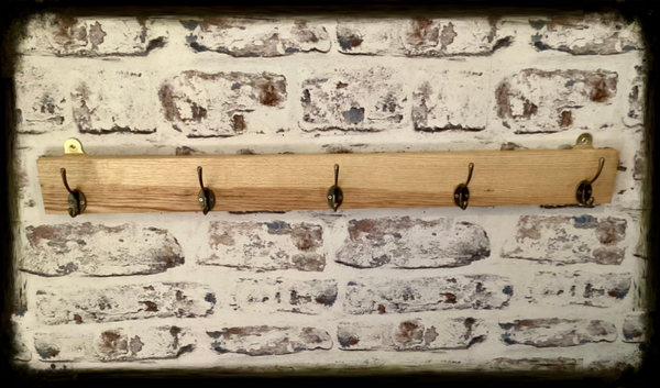 Rustic 5 hook Oak coat hanger