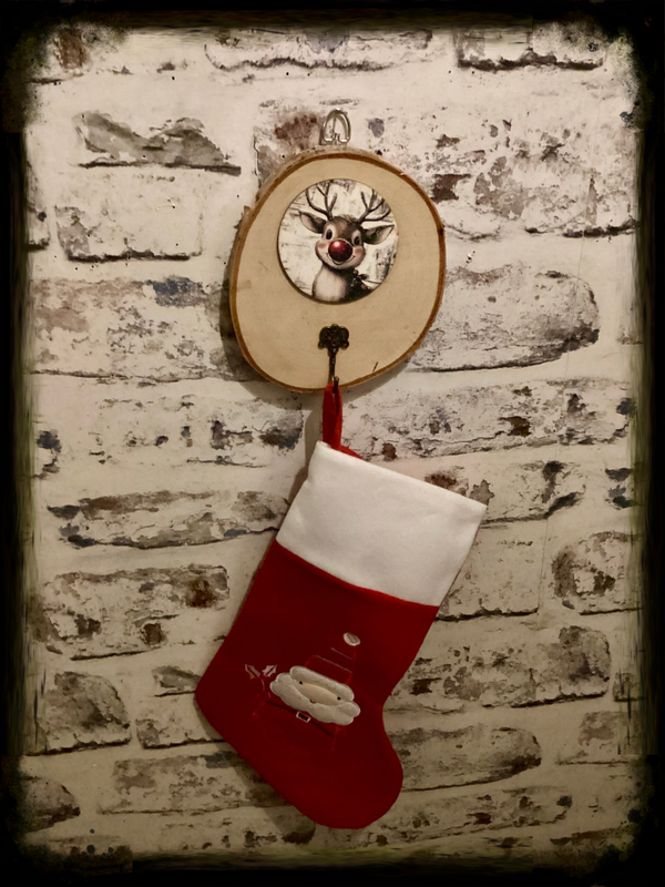 Reclaimed wood Xmas stocking holder